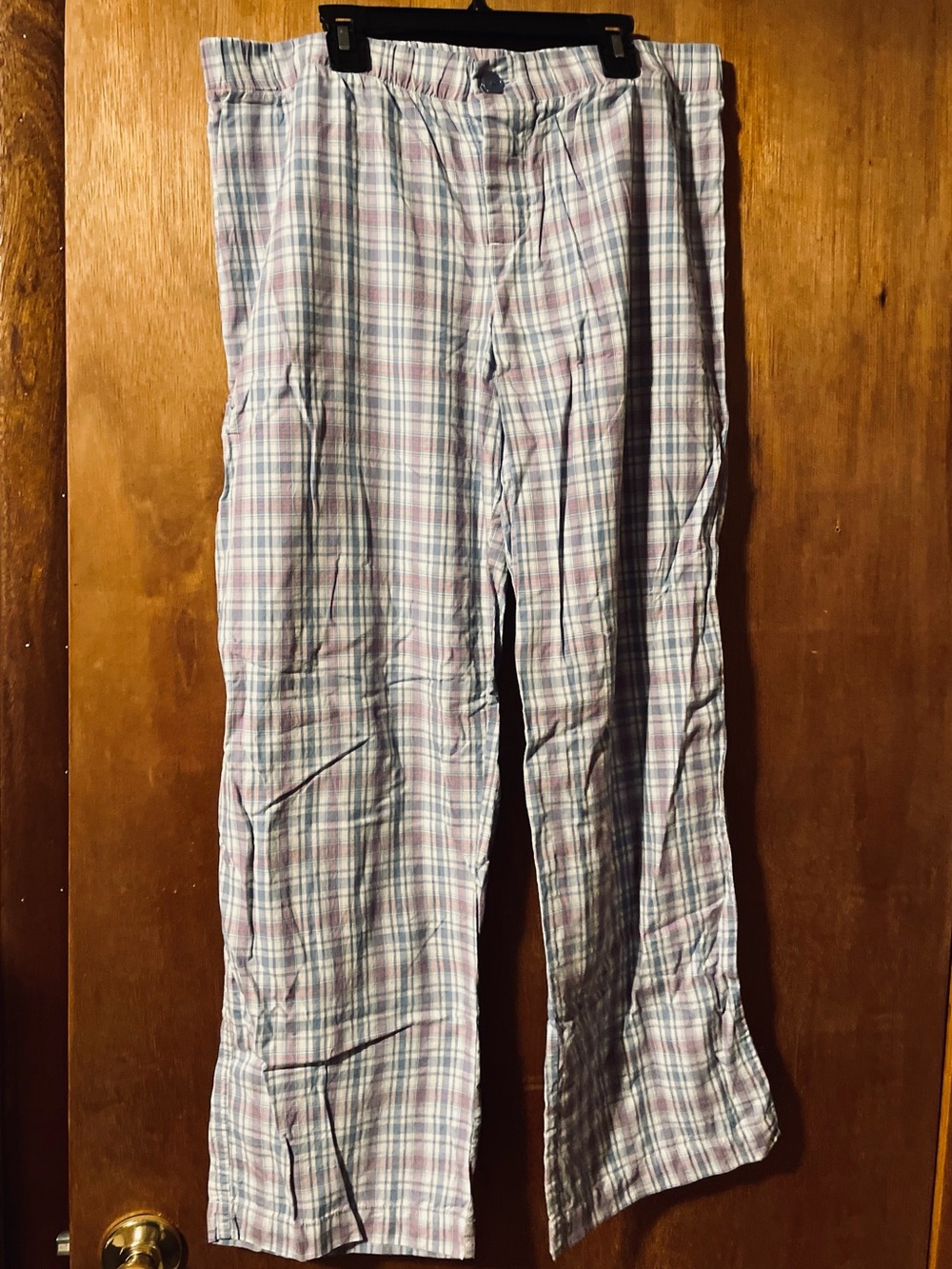 SO Women's Plaid Pajama Pants Large - Light Blue & Pink & White. 100% Cotton